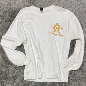 Oversized White Sweatshirt with Gold Monte Carlo Design
